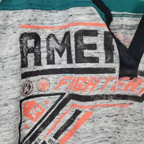 Women's AMERICAN FIGHTER Buckle Gray Long Sleeve T Shirt‎ SZ M Top Orange Medium - Picture 2 of 10